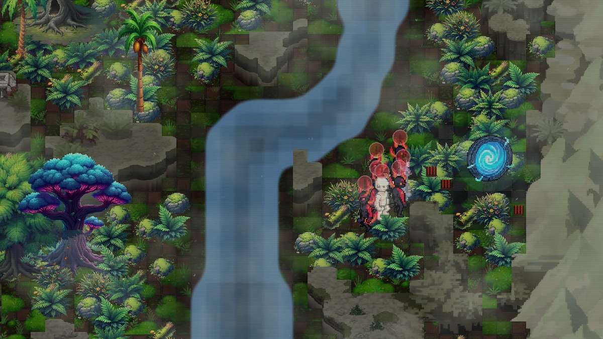 A magma breach venting into the jungle floor, monsters spilling out